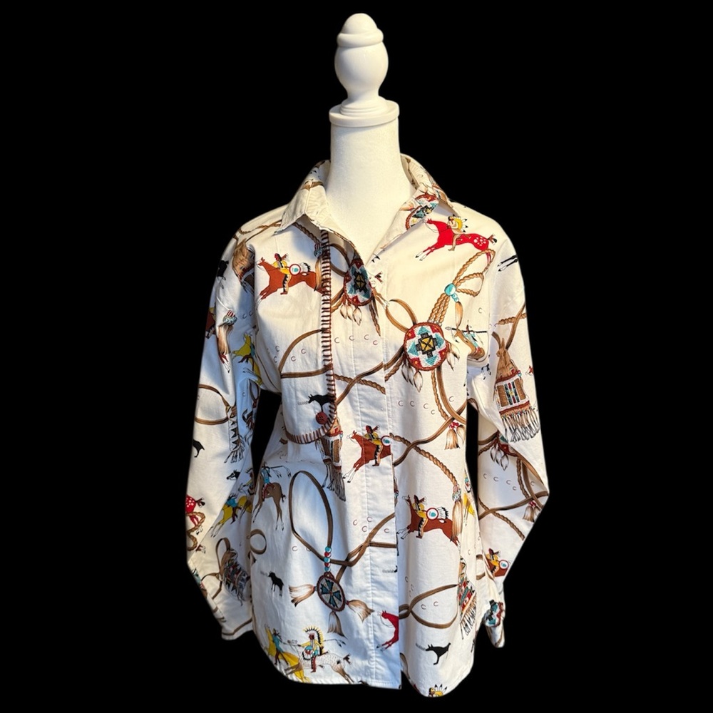 Roper Western Print Long Sleeve Button Shirt-Medium